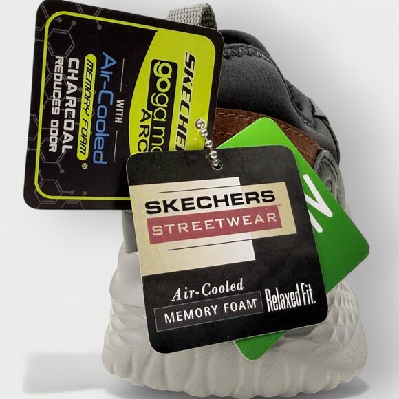 Skechers Men’s Relaxed Fit Slade Raymar Black Gray Sneaker Size 10 Vegan Shoes - Picture 11 of 14